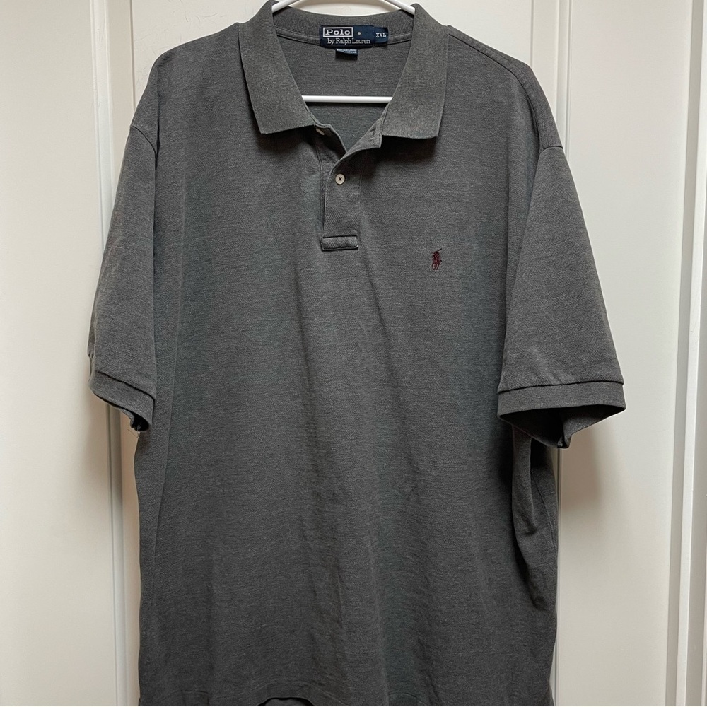 Ralph Lauren Polo Mens Sz XXL Solid Dark Gray Shirt Classic Preppy 90s 80s Y2K - Picture 2 of 7